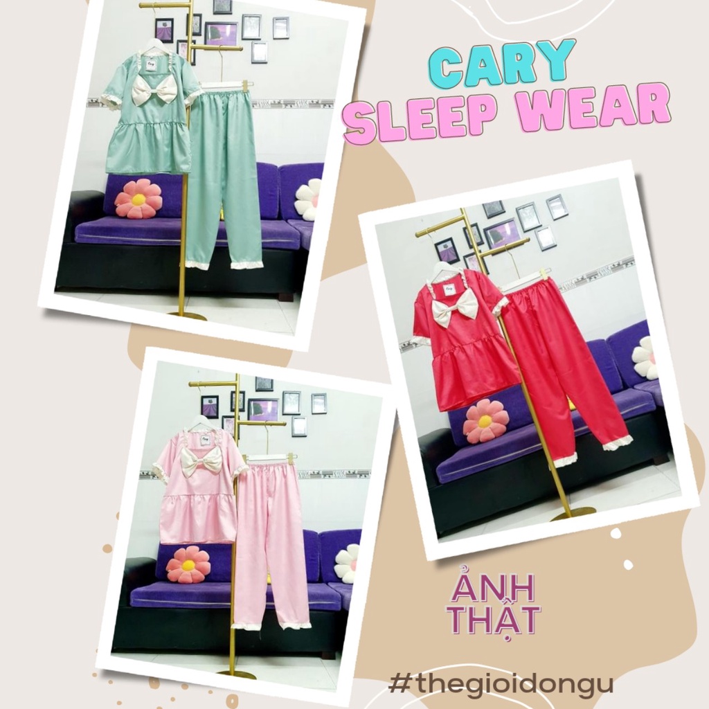 Bộ đồ ngủ nữ tay ngắn quần dài pijama mặc nhà dễ thương CARY