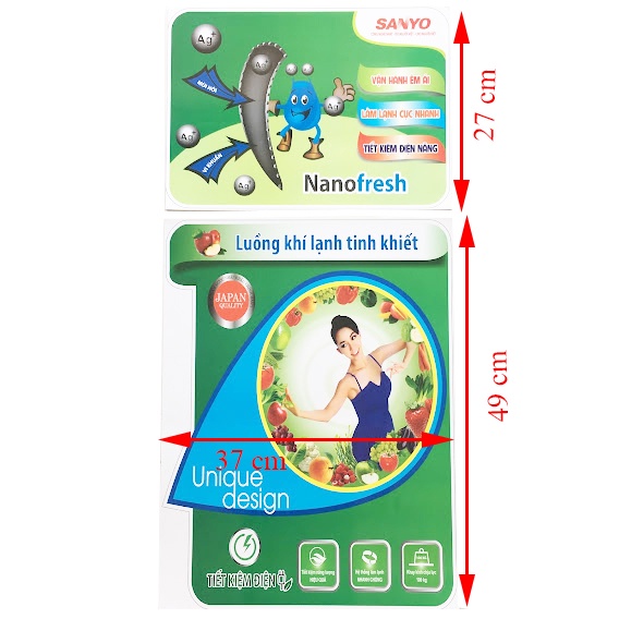 Miếng dán tủ lạnh Sanyo [IN ĐẸP, SẮC NÉT] tem dán tủ lạnh Sanyo