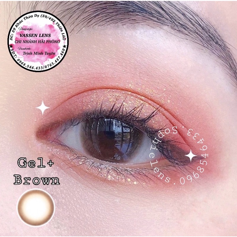 Lens Gel Nâu 14.0mm, Kính Áp Tròng Có Độ Cận