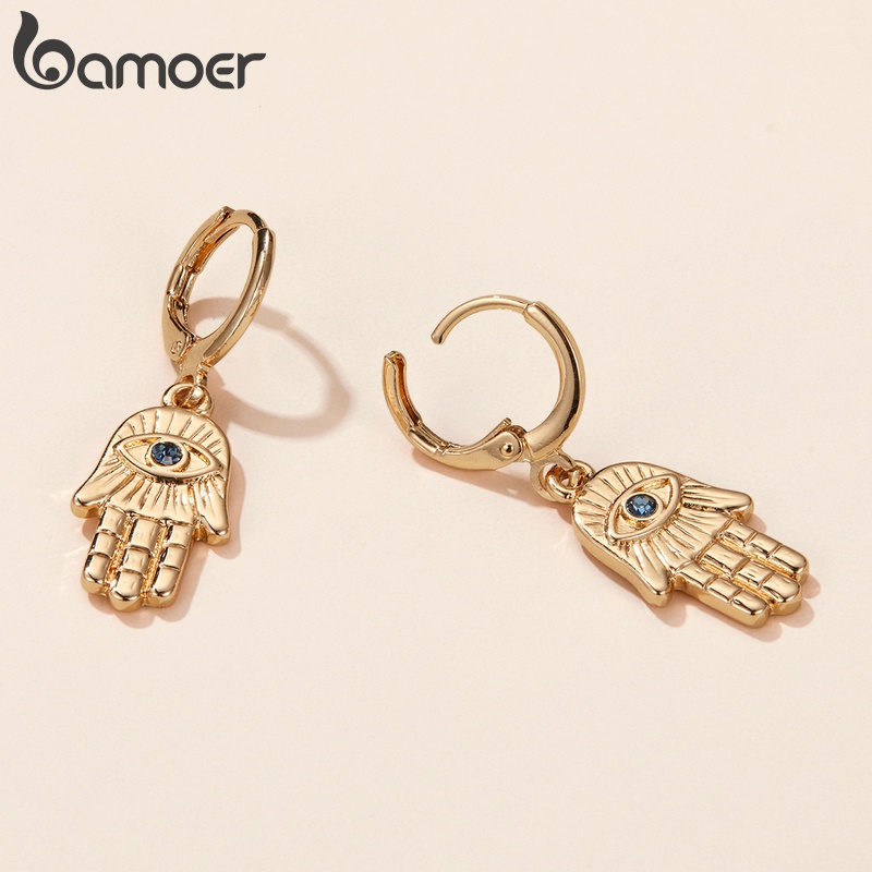 Khuyên tai Bamoer AIE072 hình bàn tay cầu may đính đá bằng hợp kim chống dị ứng sành điệu cho nữ