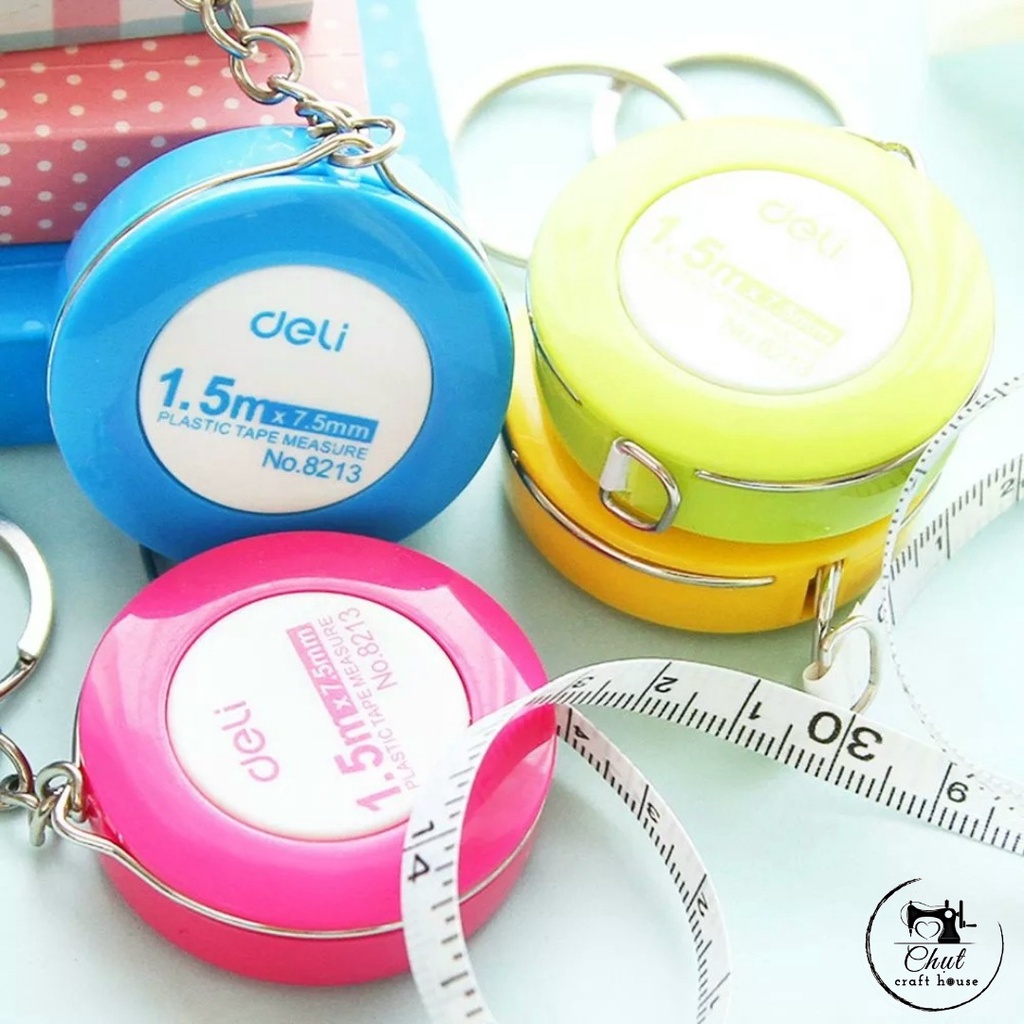 [Chính hãng] Thước cuộn DELI dây rút tự động - Dài 1m5 có móc treo tiện lợi