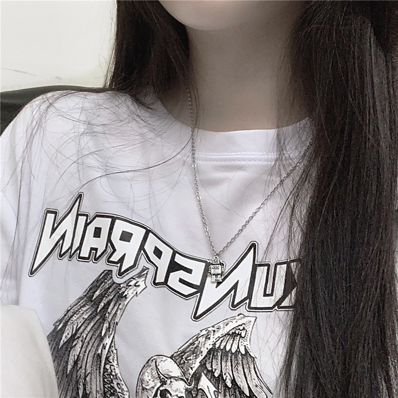 Vòng cổ mặt dây hình robot mini dễ thương phong cách hiphop thời trang