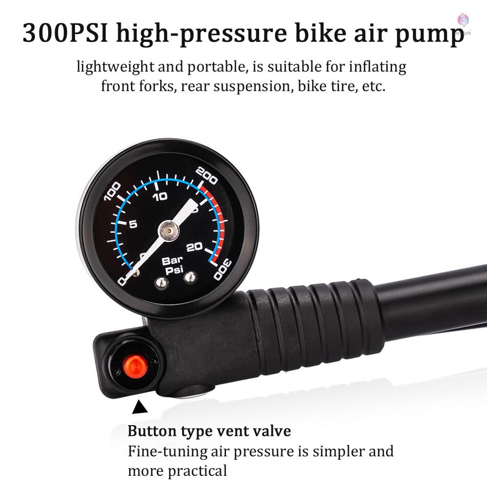 Máy Bơm Bánh Xe Đạp Áp Suất Cao 300PSI Có Đồng Hồ Đo Van Presta Và Phuộc Trước Và Phía Sau Cho Xe Đạp MTB