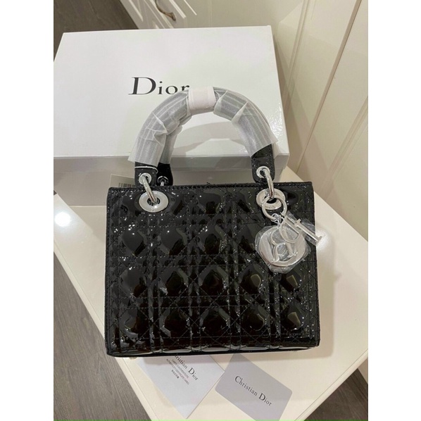 Túi xách nữ Dior lady 5 ô da bóng FULL BOX