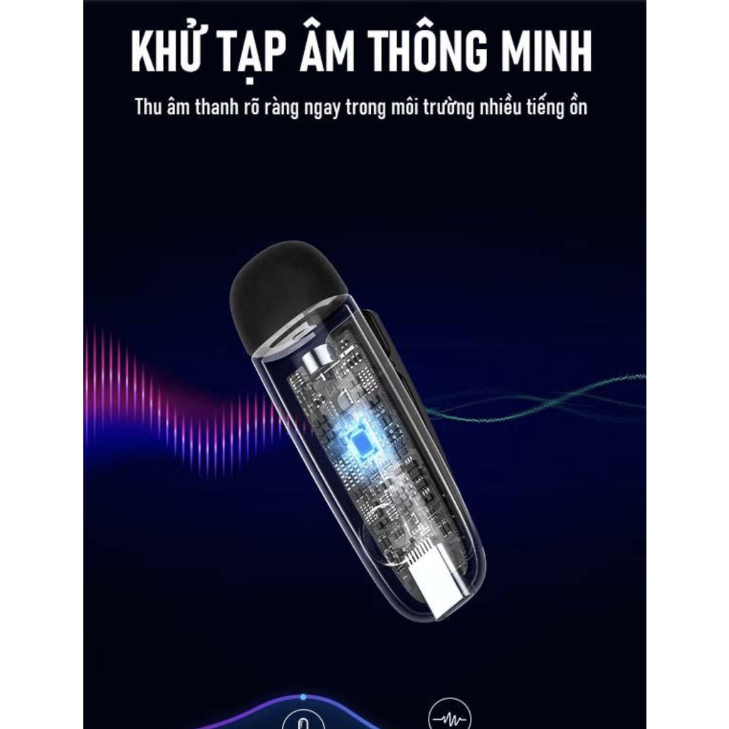 Microphone Không Dây Nhỏ Gọn Tiện Dụng Khoảng Cách Kết Nối 10m Qua Cổng Type-C Dùng Cho Điện Thoại Android