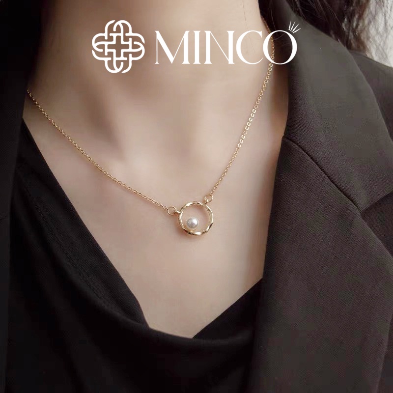 Dây chuyền nữ mặt phối hạt ngọc trai nhân tạo Minco Accessories Vòng cổ Nữ phong cách tiểu thư DT123