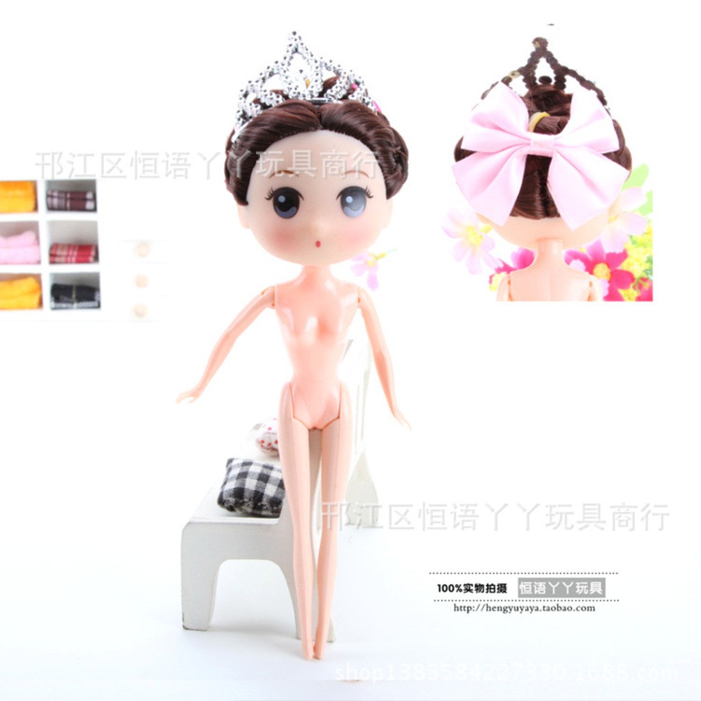 Búp bê chipi vương miện 18cm mặt cứng má hồng