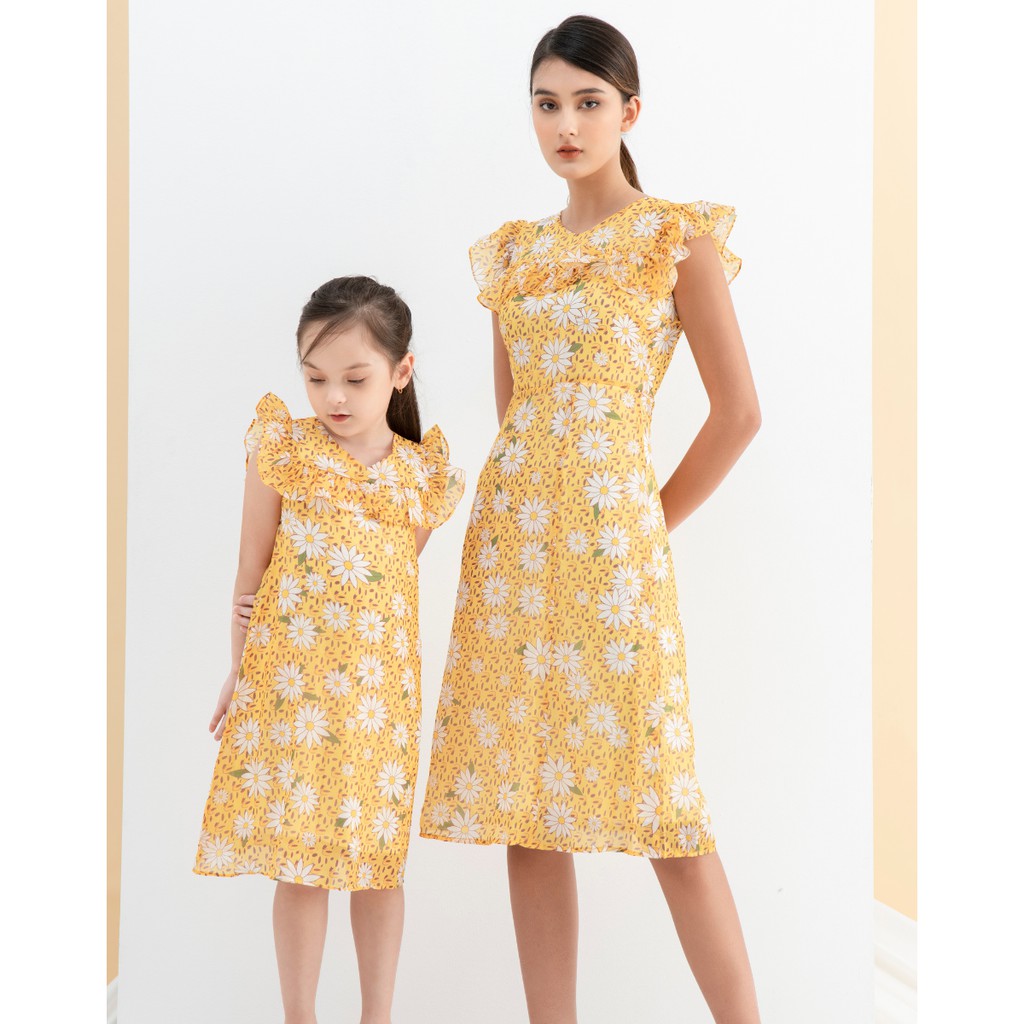 Đầm Voan Bèo Ngực Chất Tơ Họa Tiết Trắng Vàng Nữ DIDO | BigBuy360 - bigbuy360.vn