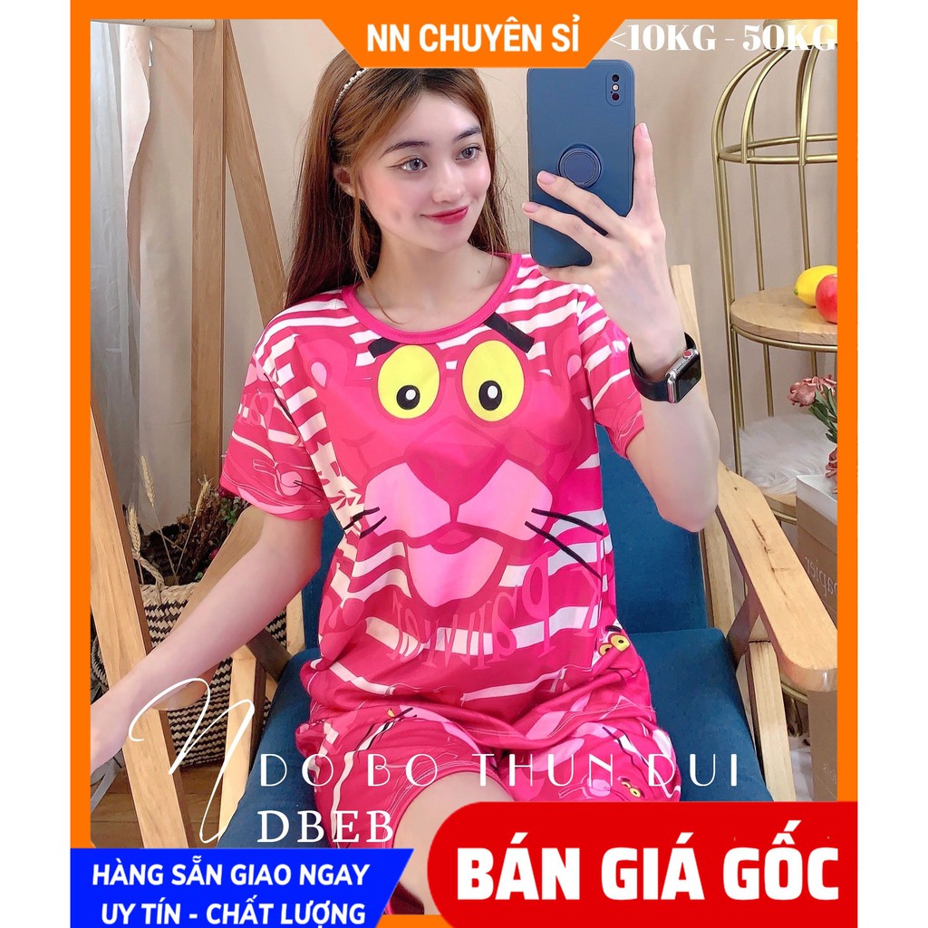 Set bộ cho bé trai bé gái mặc nhà đến 47kg vải thun mềm mịn mát co giãn tốt hình báo hồng bò sữa DBRBD SIZE 4 ĐẾN M