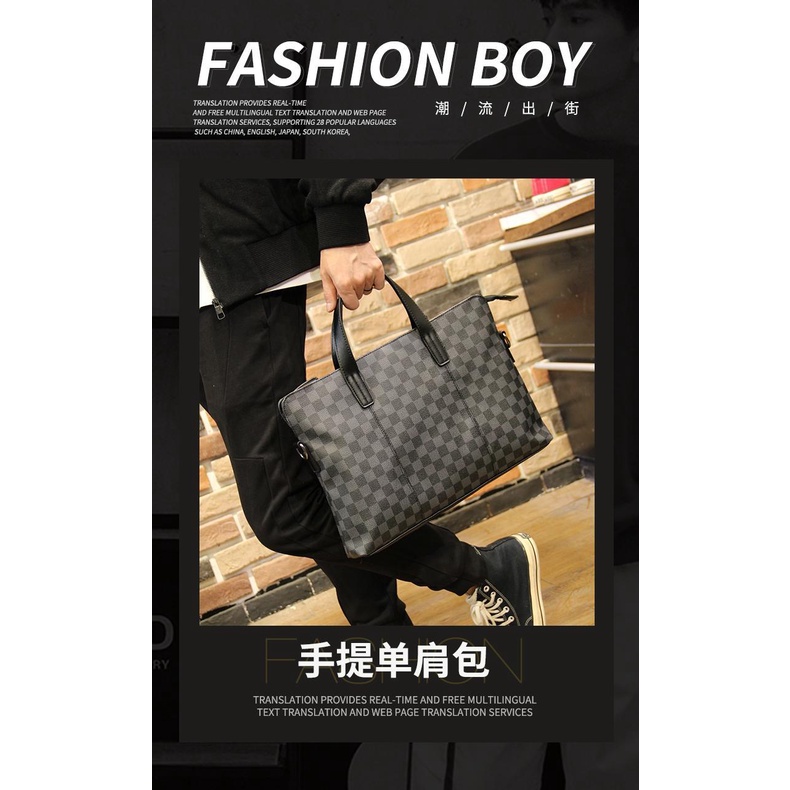 Túi đeo vai đựng máy tính NSGSB33 Mdzf họa tiết sọc caro phong cách Hàn Quốc thời trang công sở cho nam 2021 | BigBuy360 - bigbuy360.vn