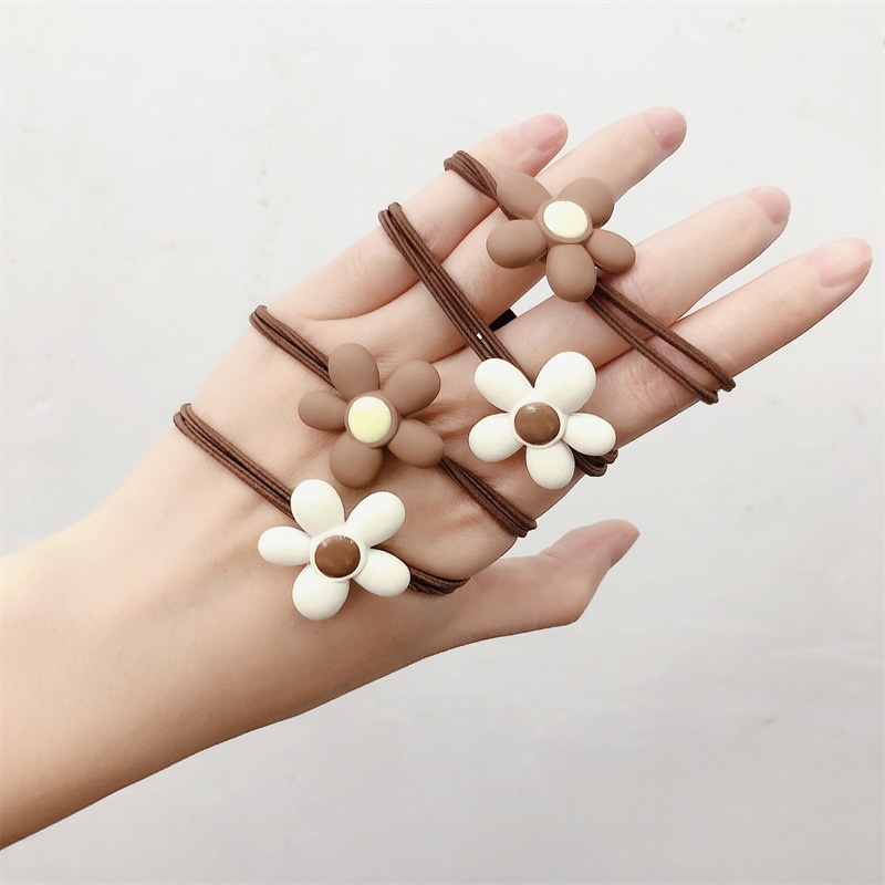 Cột tóc hoa 5 cánh NÂU BE hàn quốc dễ thương CT15