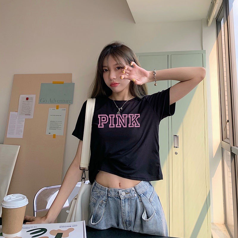 Áo thun croptop Pink phong cách trẻ