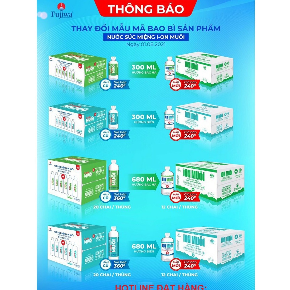 Combo FUJIWA 2 Thùng 12 Chai 300ml Nước Súc Miệng Mới