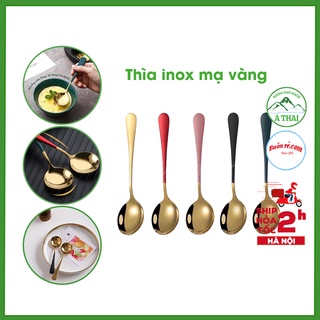 Thìa ăn cơm inox mạ vàng nhiều màu không gỉ - Muỗng inox mạ vàng phong cách Hàn Quốc 00945