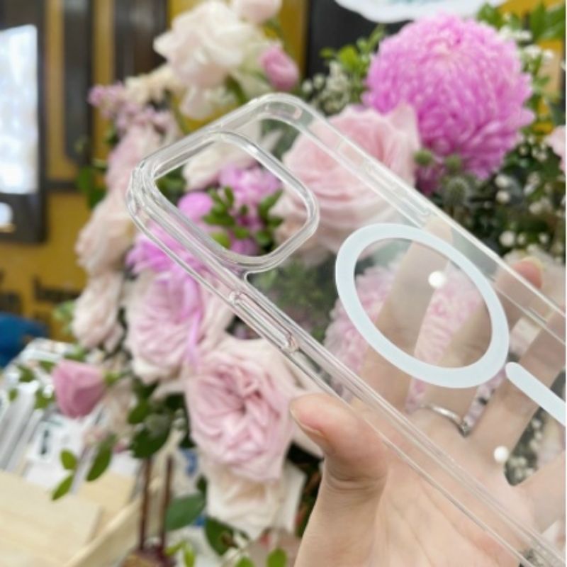 Ốp lưng Remax Trong hỗ trợ sạc Magsafe cho iPhone 13, 13 Pro, 13 Pro Max lưng trong kính viền