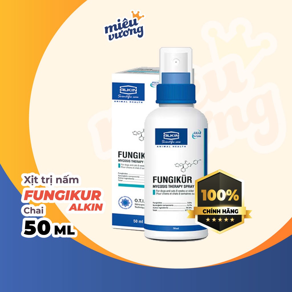 [Mã 229FMCGSALE giảm 8% đơn 500K] Fungikur Alkin | Xịt Trị Nấm Fungikur Cho Chó Mèo | Lọ 50ml (Hàng xịn alkinvn)