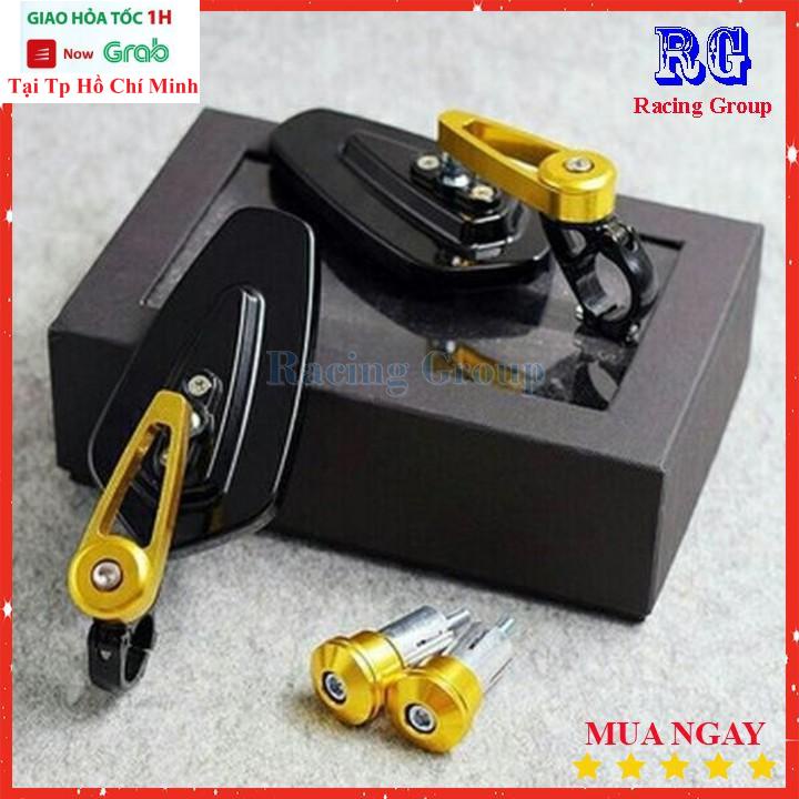 Gương Gù Xe Máy Thời Trang - Kính Gù Chiếu Hậu Xe Máy Kiểu CRG Gắn Gù Tay Lái Xe Máy 1 Cặp Màu Vàng