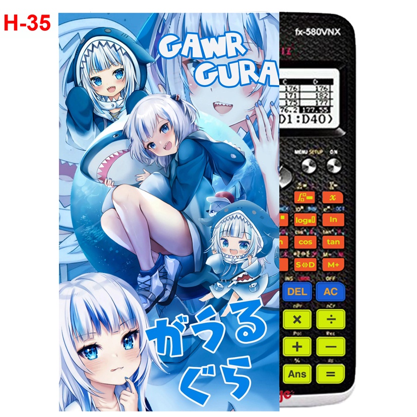 Decal Máy tính CASIO fx570, fx580...anime Gawr Gura (35 mẫu khác nhau)