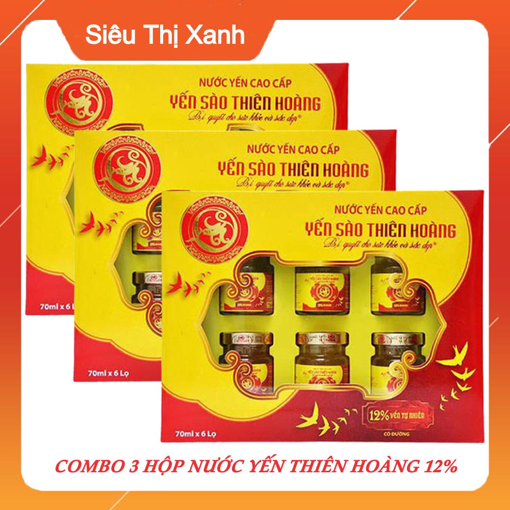 Combo 3 hộp Nước Yến Xào Nguyên Chất Thiên Hoàng Có Đường 12% - [SieuThiXanh HCM]