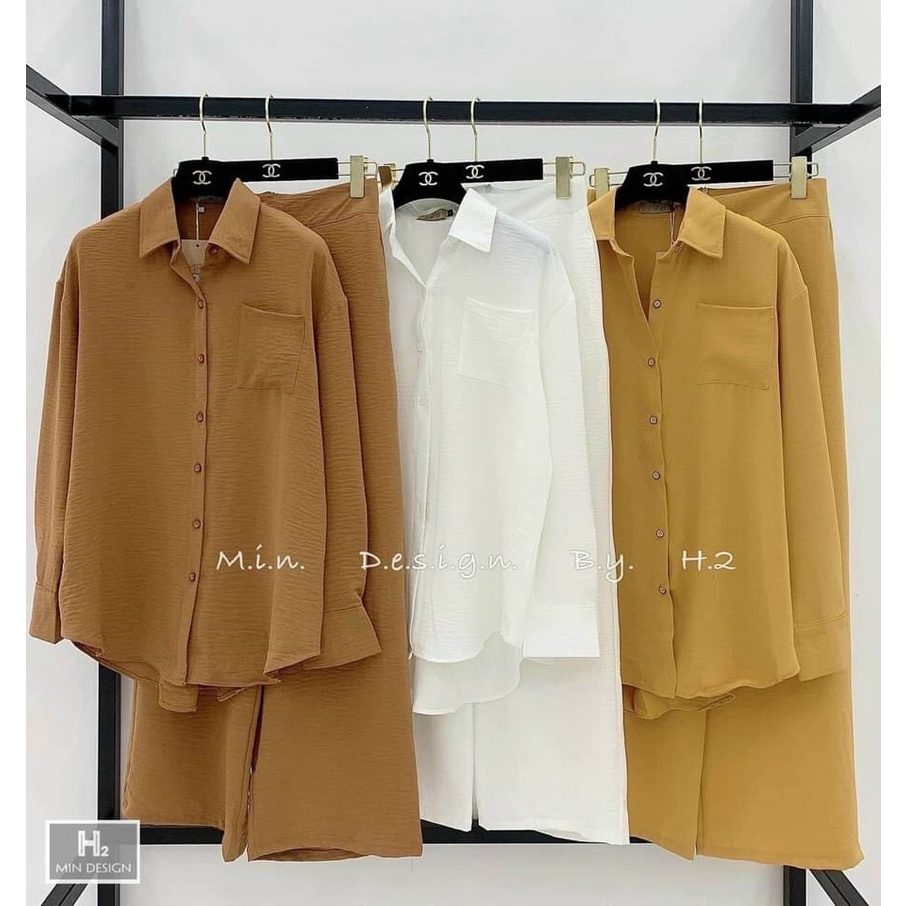 Set bộ đũi 🔥HOT🔥 tay dài quần suông basic sang chảnh chất siêu đẹp