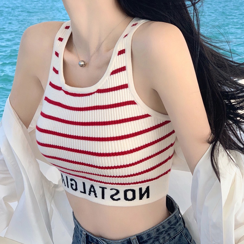 Áo Croptop Dệt Kim Mềm Mại Phong Cách Thể Thao Thời Trang Cho Nữ