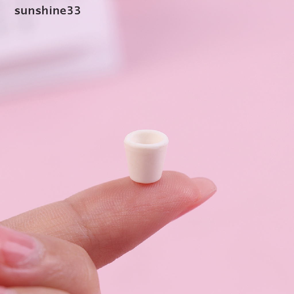 SU 5pcs 1/12 Dollhouse Miniature White Tea Cups Model Kitchen Tableware Decoration n