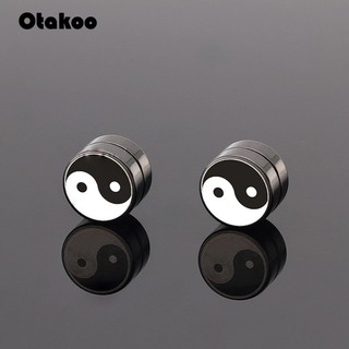 Khuyên tai nam titan nam châm hình bát quái