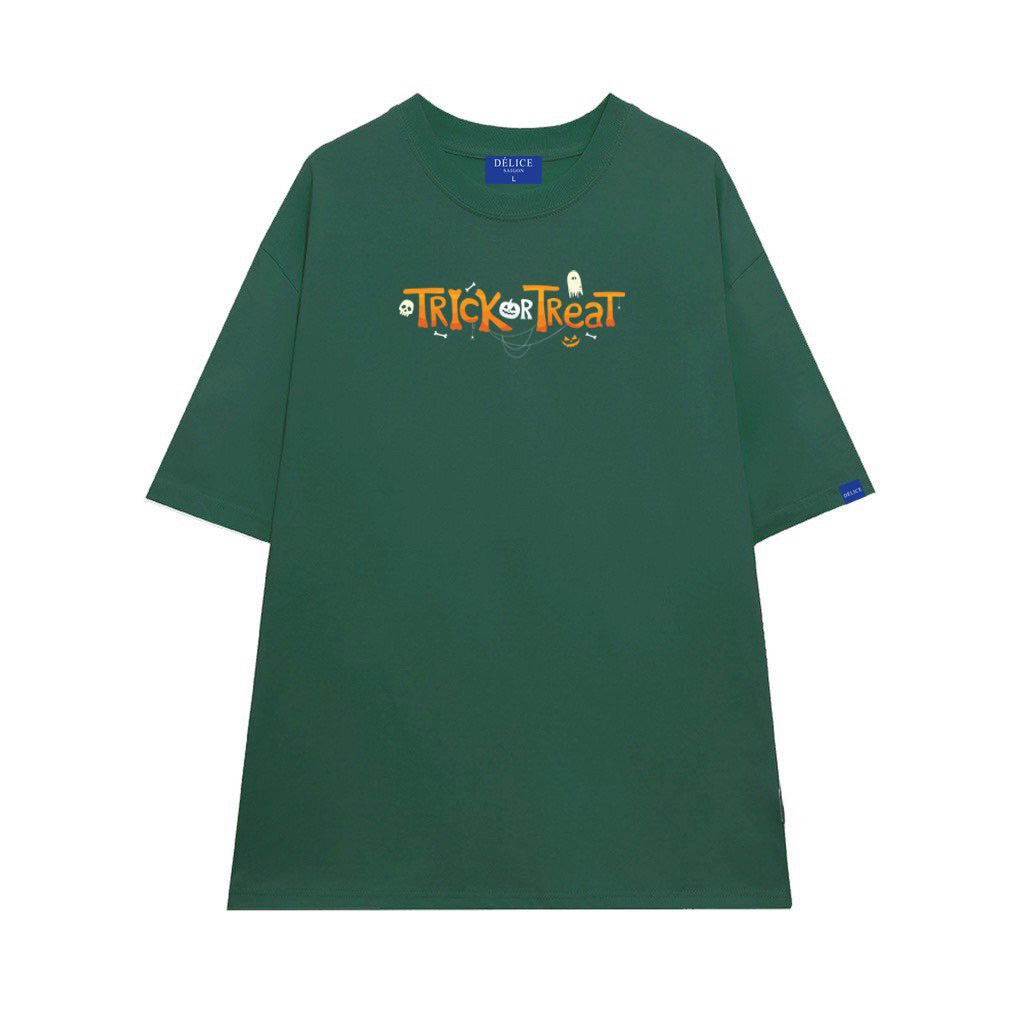 [ Full Box + Tag ] Áo thun phông Unisex cotton 100% form rộng tay ngắn TRICK OR TREAT