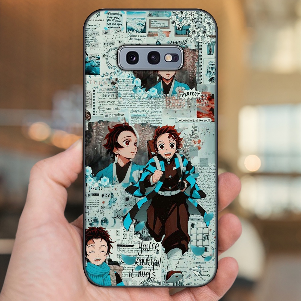 Ốp lưng Samsung S10e viền đen in hình Tanjiro Kimetsu No Yaiba