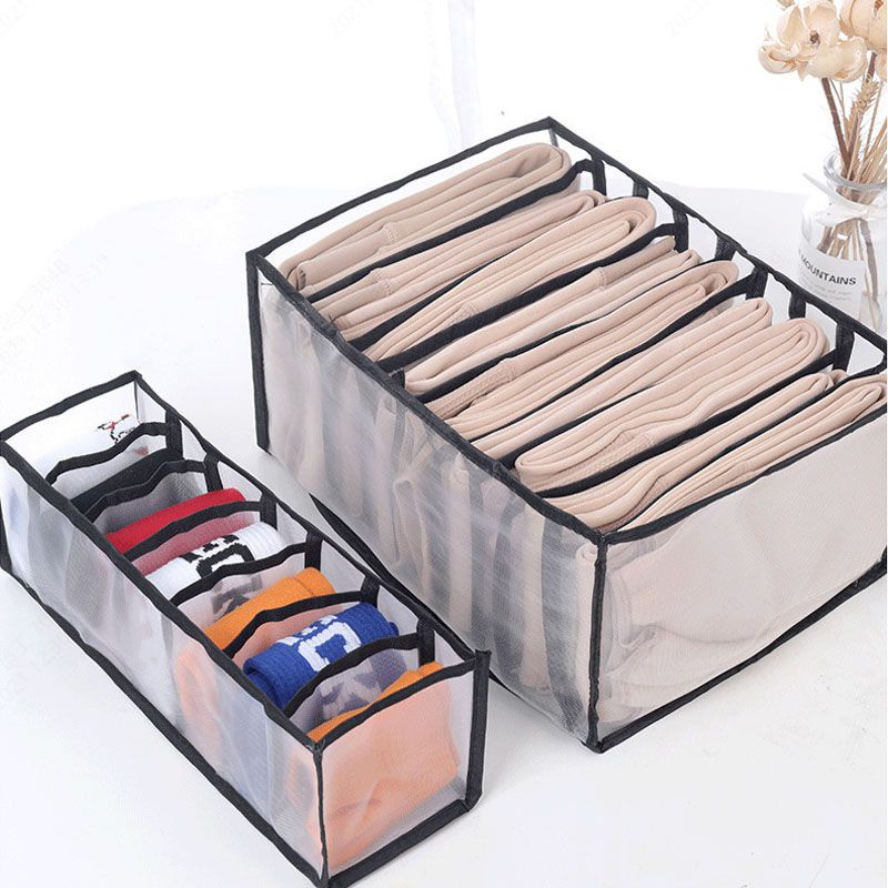 【ready stock】Hộp đựng quần jean có thể giặt lưới Túi đựng quần áo có ngăn Hộp đựng đồ lót tiện ích