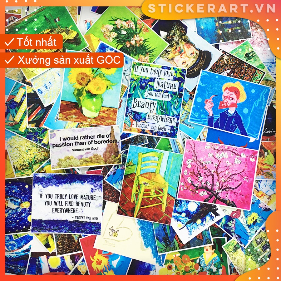 [ART - VAN GOGH#1] 127 Sticker chống nước/dán xe laptop mũ bảo hiểm vali...