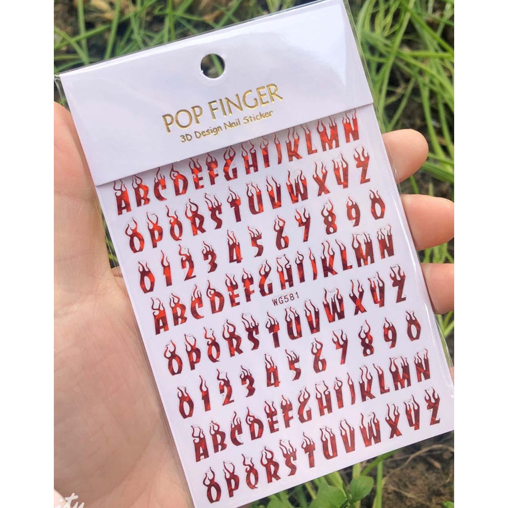 OCEANMAP Miếng Dán Trang Trí Móng Tay Hình Số 3D Nhiều Màu Sắc