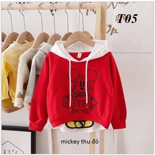 ÁO Hoodie TRẺ EM - ÁO MŨ MICKEY đỏ cho bé trai và bé gái