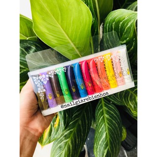 Set 12 màu bột vẽ cọ bản Oumaxi