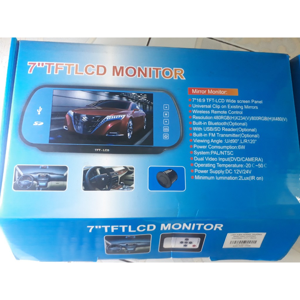 Màn Hình TFT 7 INCH Treo Gương Xe Hơi (Ô Tô)