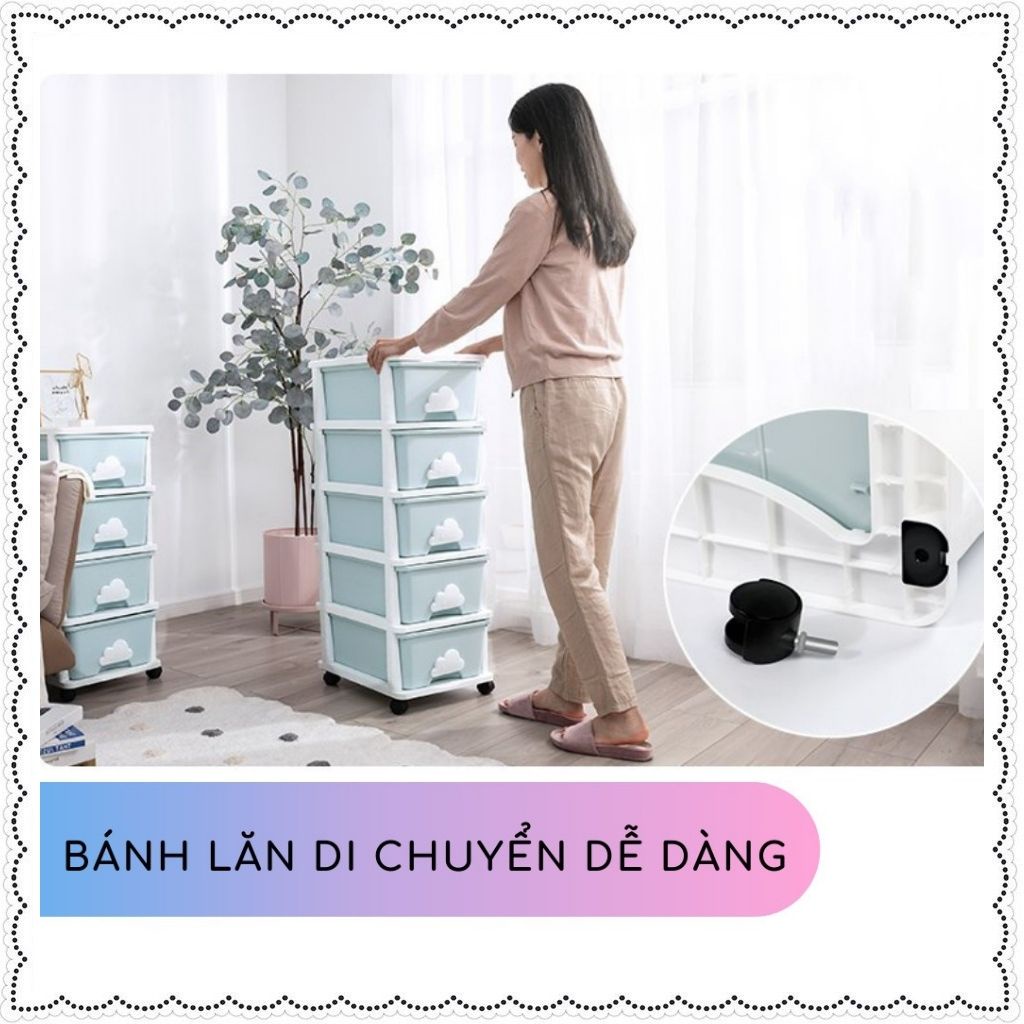 Tủ nhựa cho bé đựng quần áo giày dép đồ chơi mỹ phẩm 3 4 5 ngăn tủ để đầu giường cho mẹ & bé chính hãng Yeya Zozon