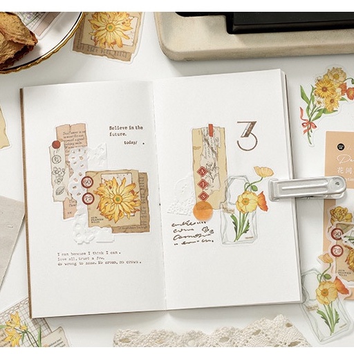 Sticker trang trí Bullet Journal- Washi Paper Sticker Pack Flower