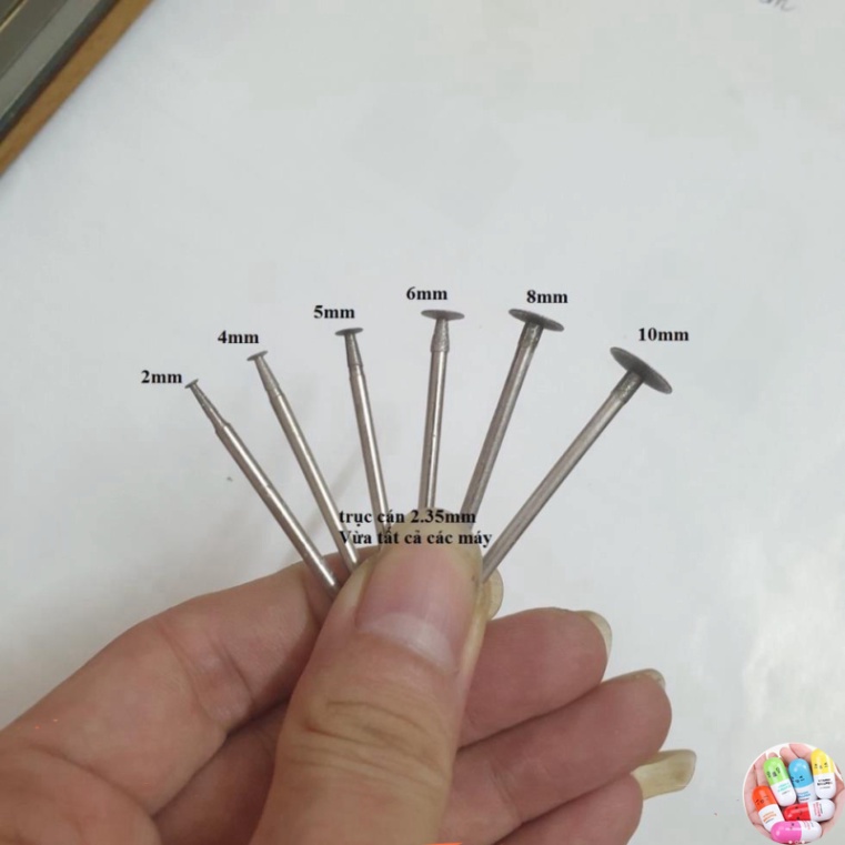 đĩa cắt lưỡi câu hay lưỡi cắt khắc kim cương mini chân cán 2mm đầu cắt 2/3/4/6/8/10mm T gầy
