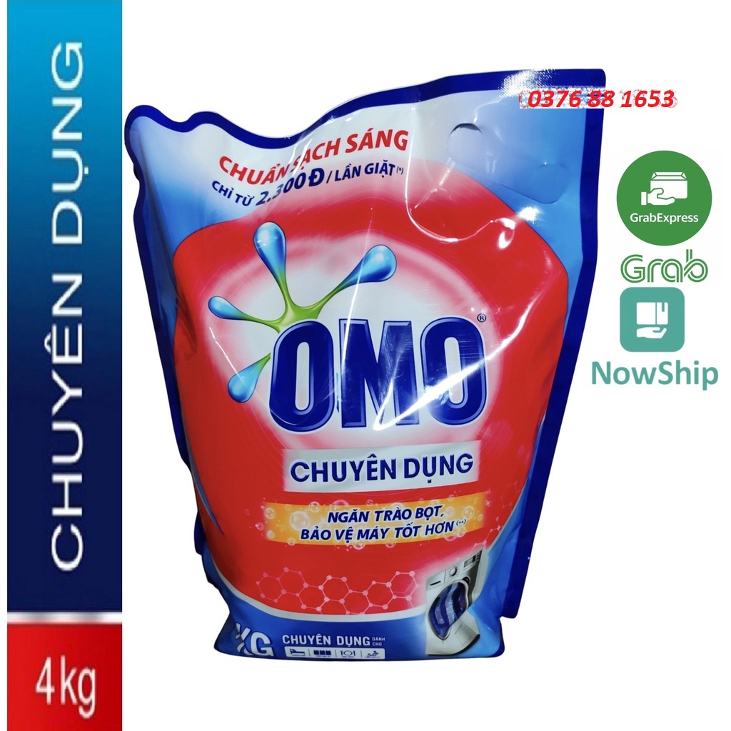 OMO NƯỚC GIẶT 4KG CHUYÊN DỤNG cho máy cửa trên cửa trước ( Túi xanh) 4 kg