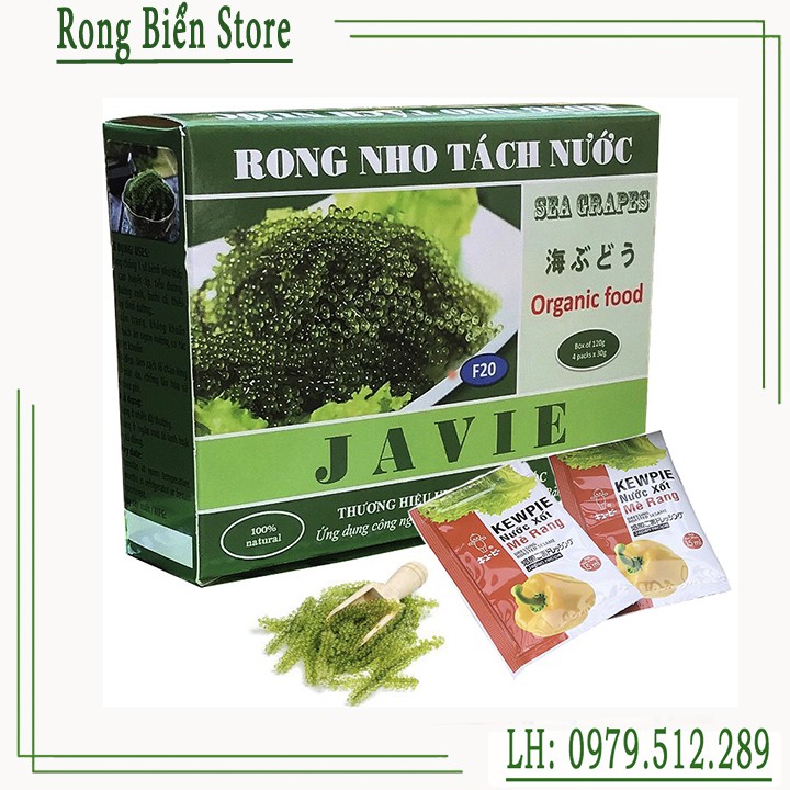 (2 hộp) rong nho tách nước hộp 120gram 4 gói