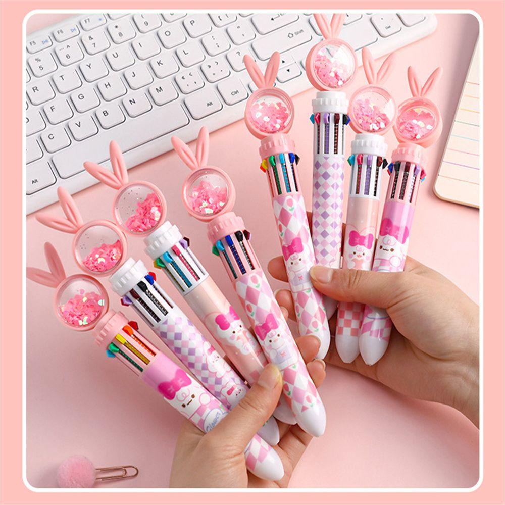 Mmluck Bút Mực Gel Ngòi Bút 0.38mm Thiết Kế 3D Hình Thỏ Hoạt Hình Đính Kim Sa