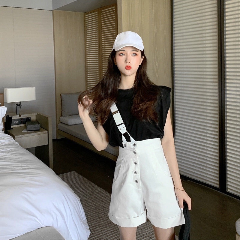 Quần Sooc Yếm Denim Dây Chéo Siêu Cá Tính