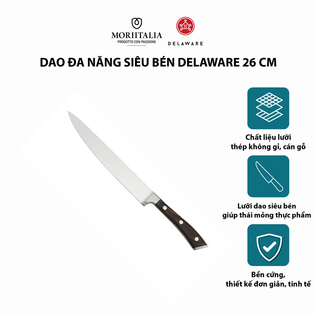 Dao đa năng Delaware đẹp siêu bén không gỉ Moriitalia 3000389
