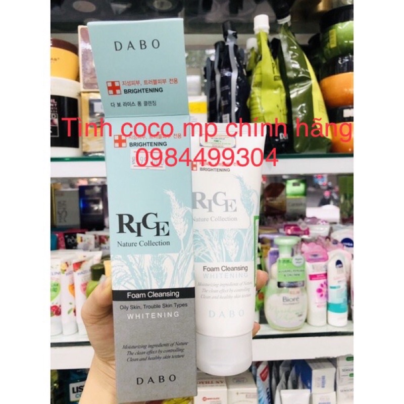 Sữa rửa mặt gạo trắng da Dabo Rice Hàn quốc 150ml/ Hộp, làm sạch da, sáng da mịn màng, giữ ẩm da
