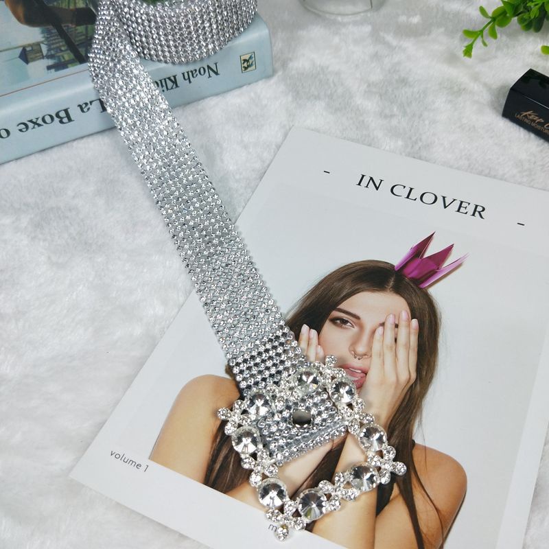 Thắt Lưng Đính Đá Kim Cương Lấp Lánh Đa Năng Thời Trang Kèm Chân Váy Jean Cho Nữ