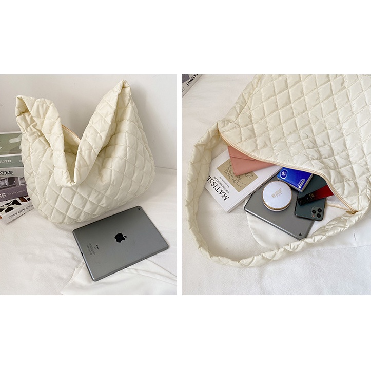 Túi xách HCRS - TX01 hàng loại 1 Quảng Châu đeo vai cỡ lớn bằng cotton họa tiết kẻ sọc nhiều màu thời trang mùa đông