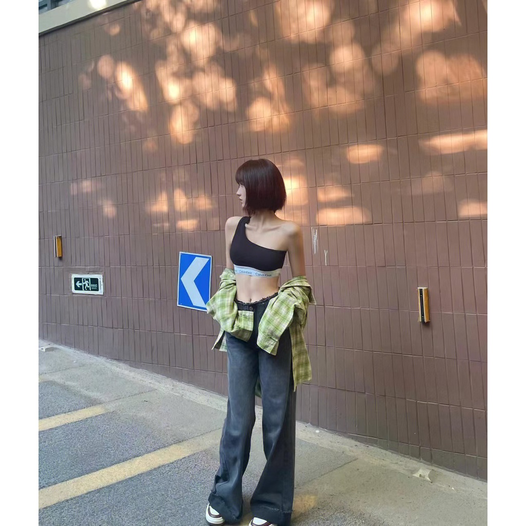 Set 2 Món Áo Bralette &amp; Quần Short Nữ Bằng Vải Cotton Hiện Đại