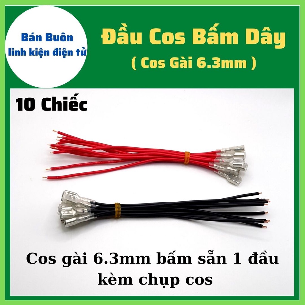 Cos gài 6.3 cho xe điện, Cốt nối dây, đầu cos xe điện (10 dây)