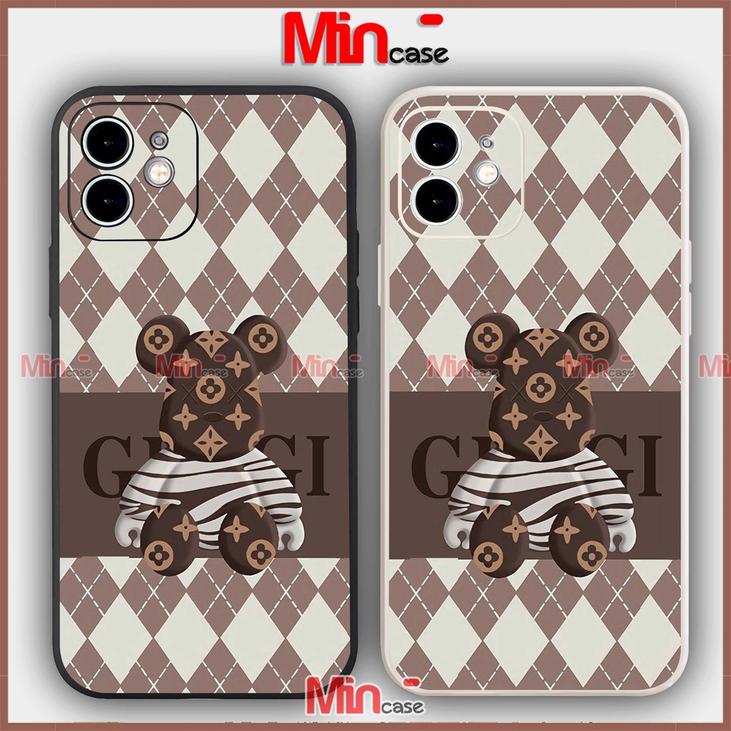Ốp lưng iPhone cặp đôi gấu Beabrick viền vuông silicon mềm dẻo cho iphone 6/6s/7/8/X/XS/XR/11/12/13 Pro Plus Max cute