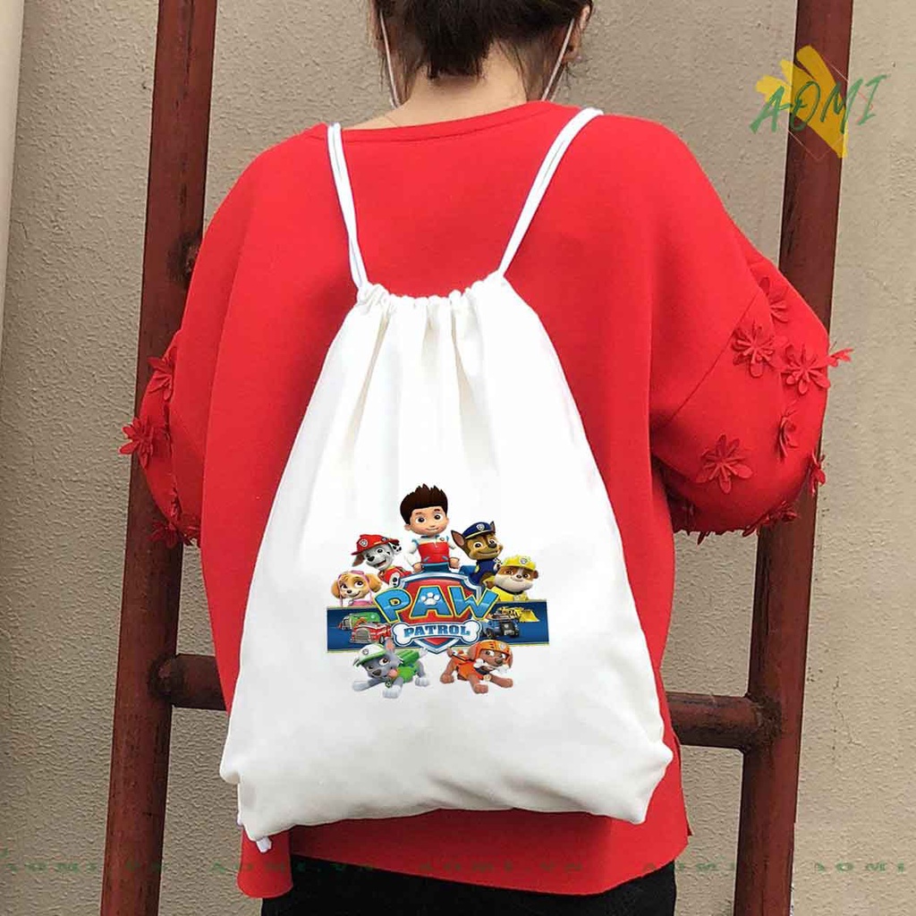 BALO MINI đội chó cứu hộ trẻ em AOMIVN DÂY RÚT ĐEO VAI 33x38cm NHỎ XINH UNISEX CHẤT CANVAS CUTE TIỆN ÍCH DU LỊCH DẠO PHỐ